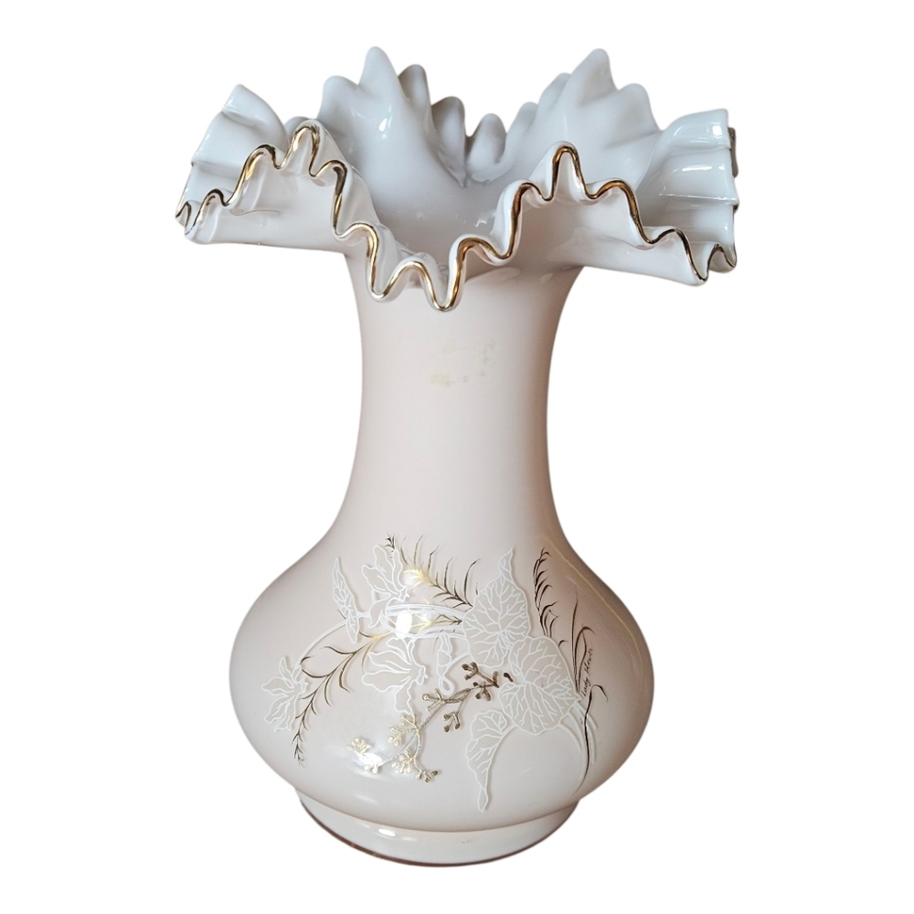 Bohemia Crystalex Pink Vase rare Lady Flower Design Hansmade.
